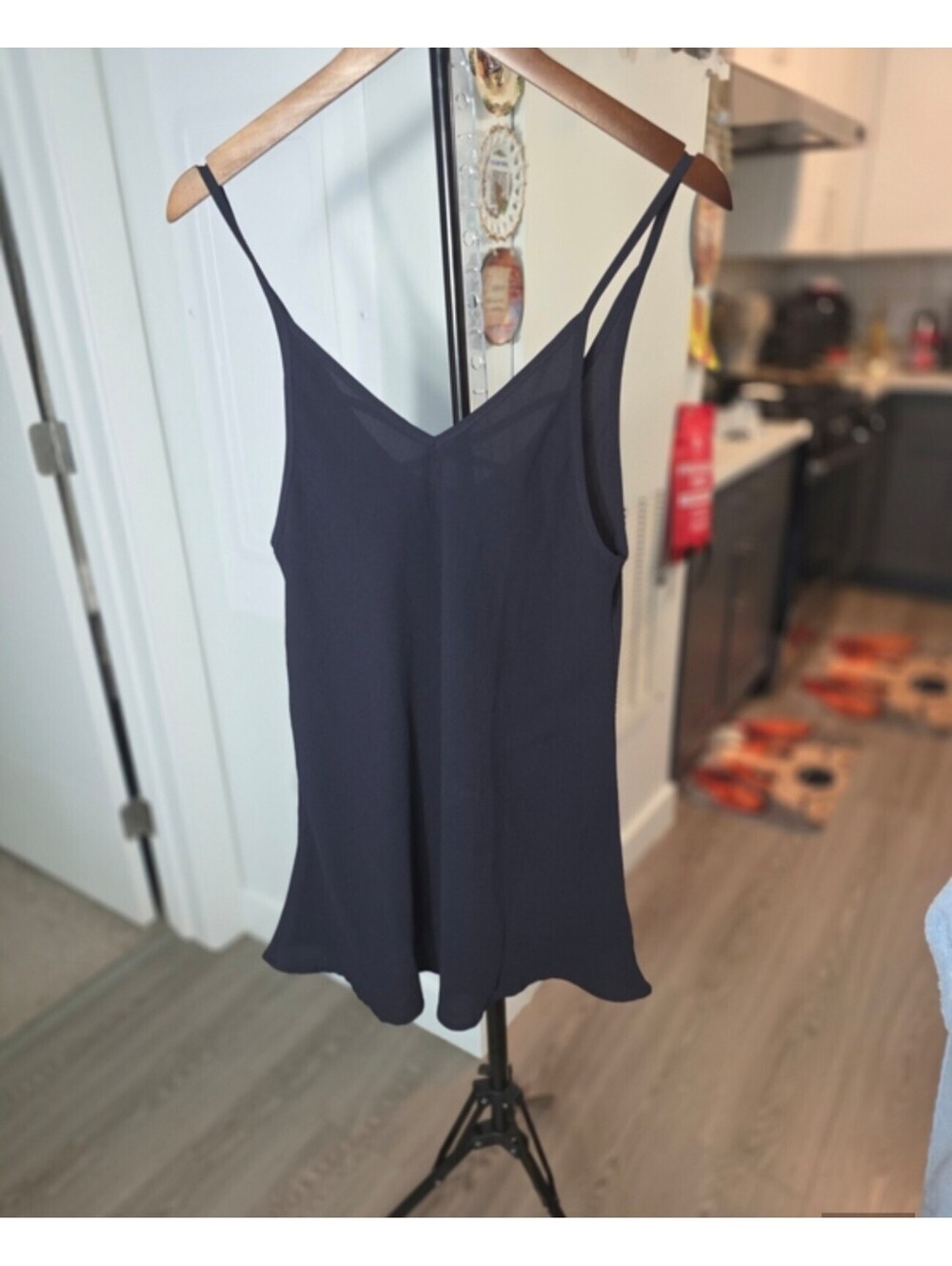Women's Black Spaghetti Strap V-Neck Camisole Top